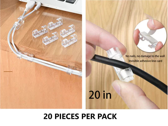 20pcs Self-Adhesive Transparent Cable Clips