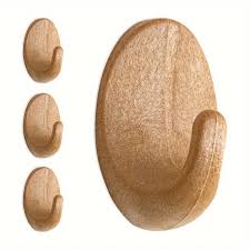 Wooden Oval Adhesive Hook x30