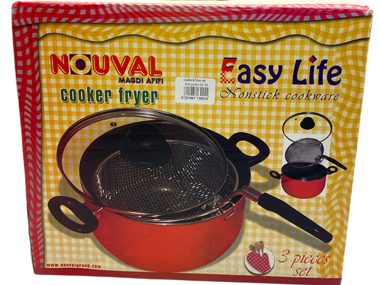 Aluminium Nouval potato fryer with pyrex cover 24cm