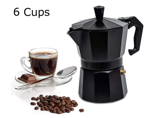 Black 2 levels Italian coffee pot 6 cups