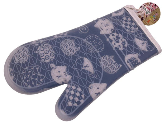 Decorated Silicon Oven Mitt with Thick Inner Lining