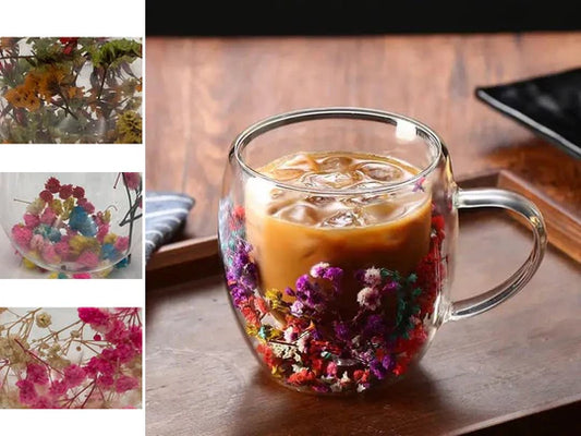 Flowery Double Wall Glass Mug 250 ml