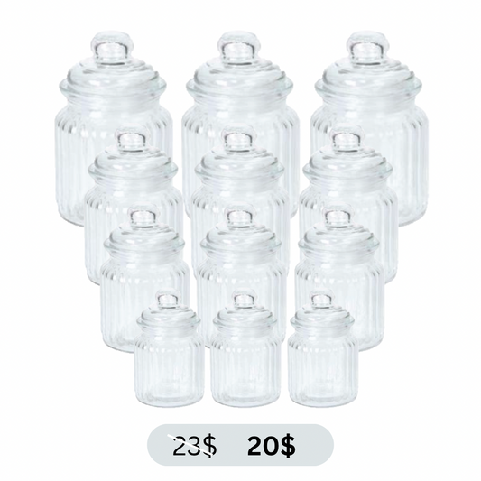 Glass Jar Lined Design - 12 Pcs