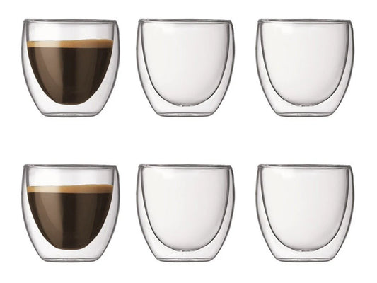 Double Wall Glass Cup 80ml X6