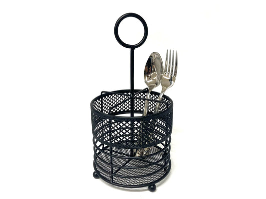 Matt Black Round Iron Cutlery Holder