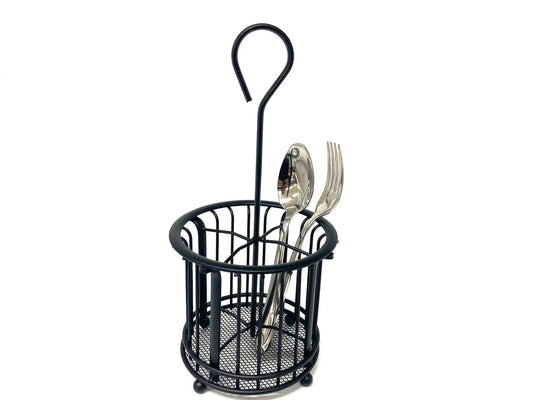 Matt Black Round Iron Cutlery Holder