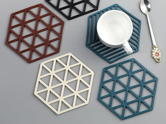 Set of 4 Silicon Heat Pad Hexagon Shape