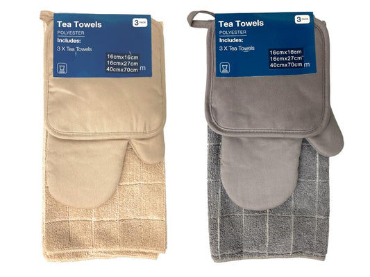 Tea Towel with Oven Mitt & Potholder Solid Color