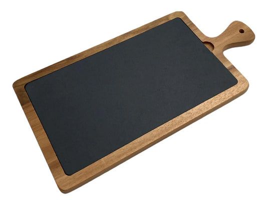 Wooden Serving Board with Natural Slate