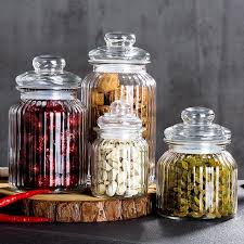 Large Glass Jar Lined Design